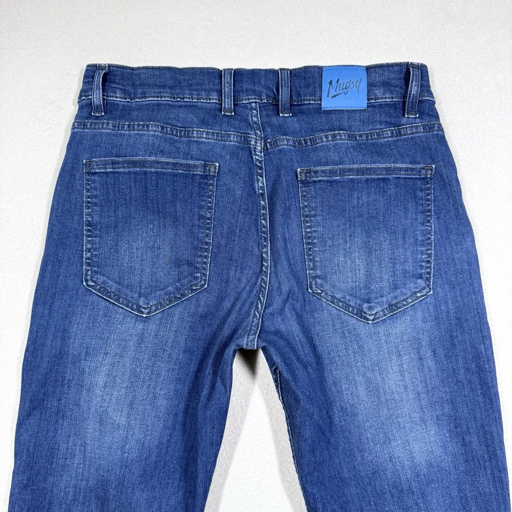 Mugsy Jeans Mens 32x30 Lake Shores Dark Blue Straight Regular Stretch 5 Pocket